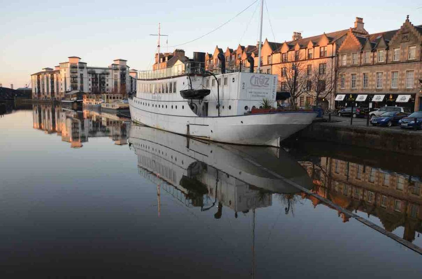 The Shore in Leith, its waterfront lined with award-winning restaurants